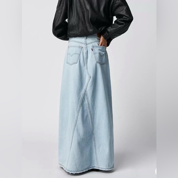 LEVI’S NWT Iconic Denim Maxi Skirt in Belt My So Called Pant Blue-Size 16 | XL - Picture 3 of 16